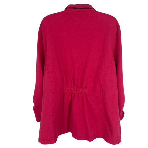 Susan Graver Womens Ruched Sleeve Single Button Cardigan Jacket 2X Pink - Picture 5 of 9